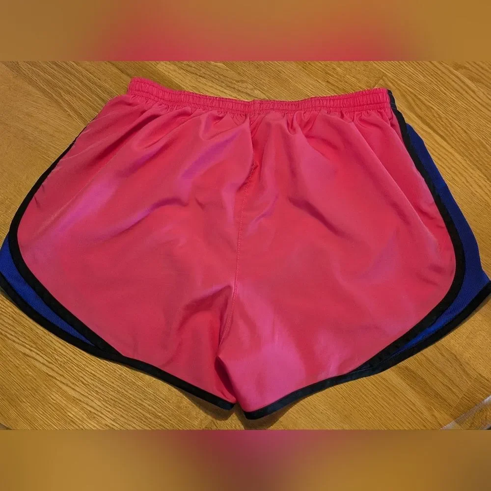 Women Nike Pink Blue Lined 2 in 1 Athletic Run Shorts Medium drawstring pocket